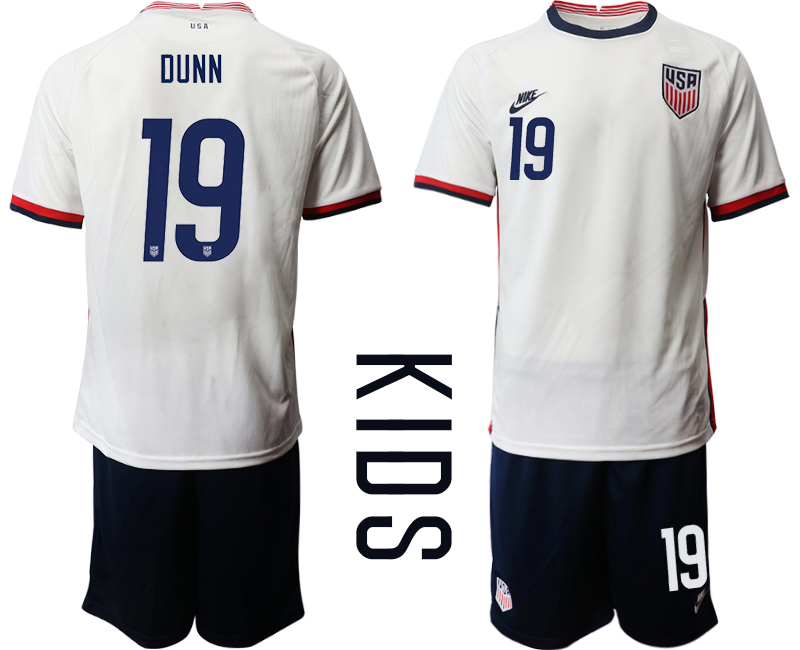 Youth 2020-2021 Season National team United States home white #19 Soccer Jersey